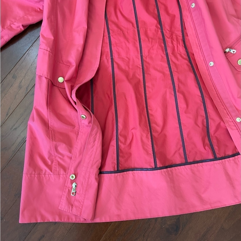 Cole Haan Packable Hooded Water-Resistant Raincoat coral size M retail $359 - Picture 13 of 15